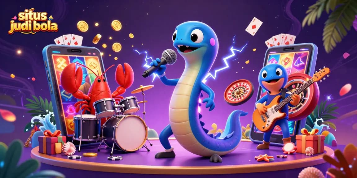 Experience exciting situs judi bola action with colorful casino scenes featuring animated characters.