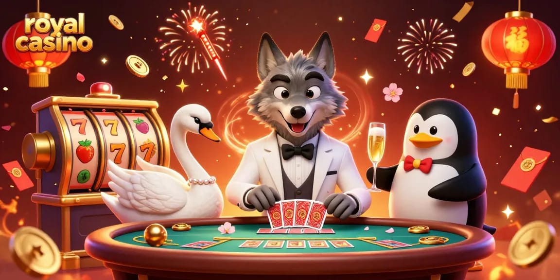 Experience royal casino fun with vibrant characters, slot games, and dynamic casino elements.