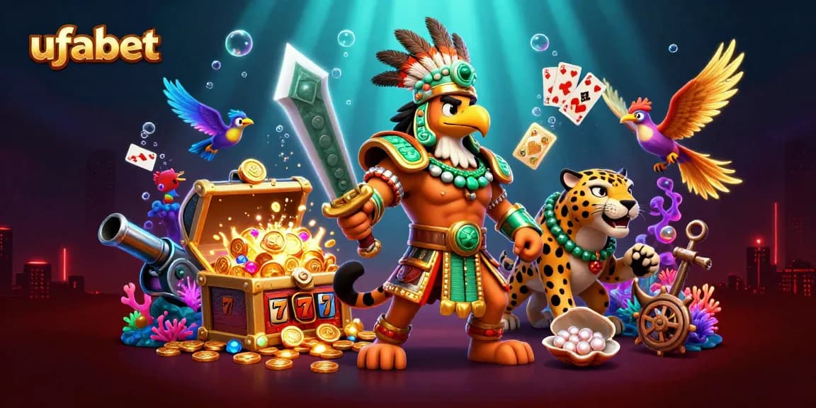 Experience ufabet's thrilling odds with an Aztec warrior on a dynamic treasure hunt adventure.