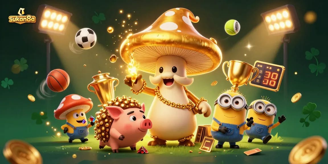 Bet on success with sukan8a, featuring a wizard and treasure in a dynamic casino scene.