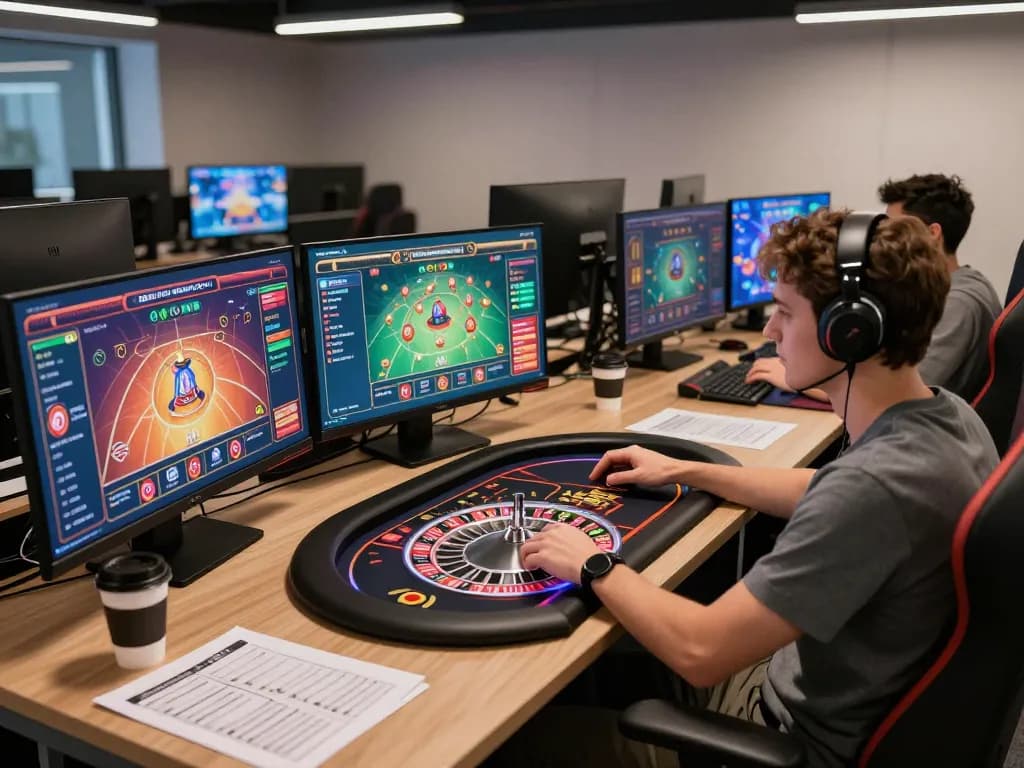 Engaging with strategic gameplay at 888newcasino with multiple screens showing casino games.