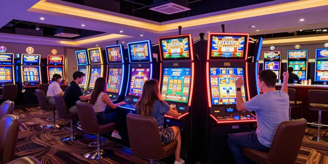 Pengalaman bermain slot gacor dengan mesin berwarna-warni di kasino.