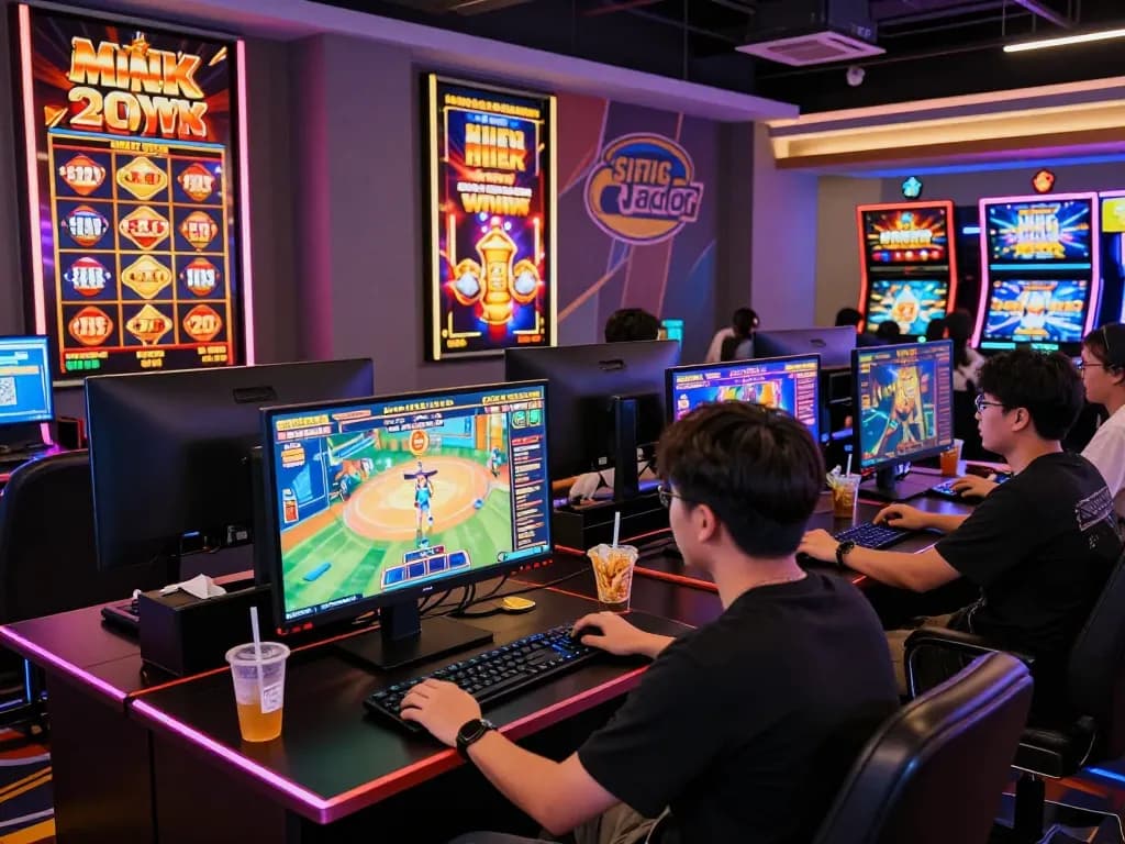 Vibrant online casino scene showcasing players enjoying situs gacor slot games with exciting atmosphere.