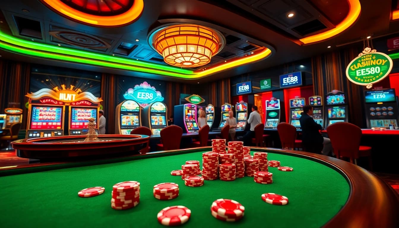 Experience gaming excitement at EE88 with vibrant casino visuals and exciting gameplay.