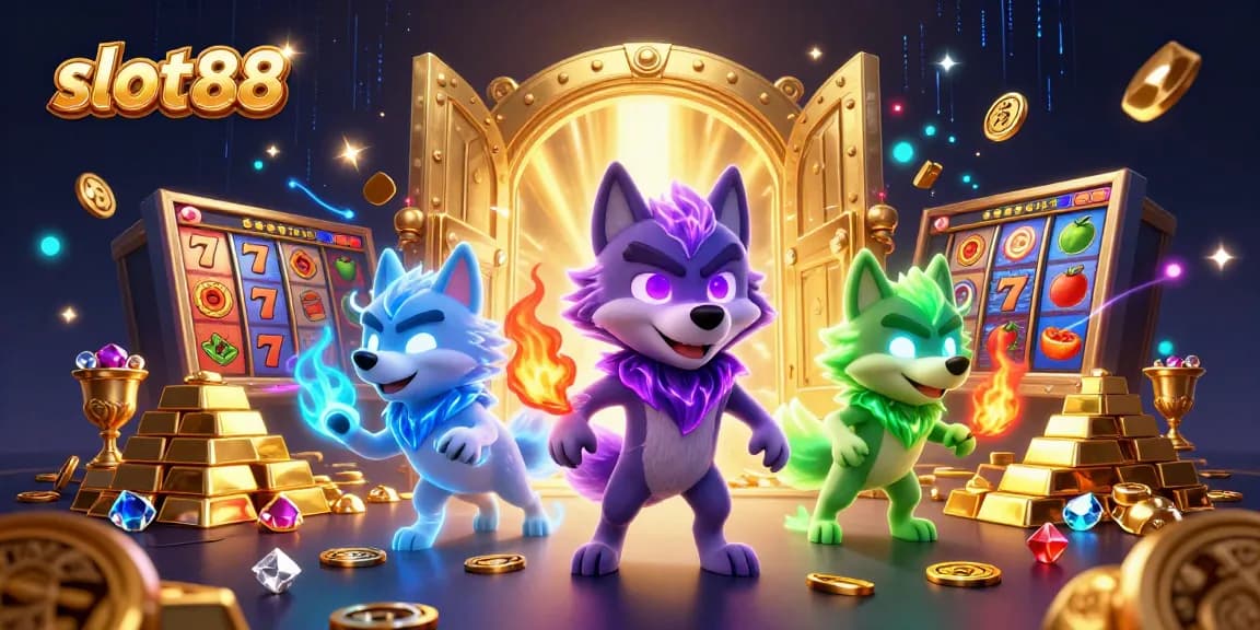 Mainkan slot88 dengan pengalaman menyenangkan bersama serigala hantu yang mengelilingi kekayaan emas dan permata yang berkilau.