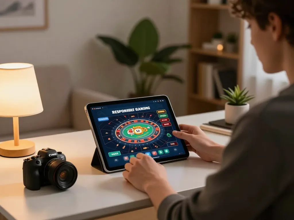 Kuwin player engaging with a tablet at home, enjoying a secure and strategic gaming session.