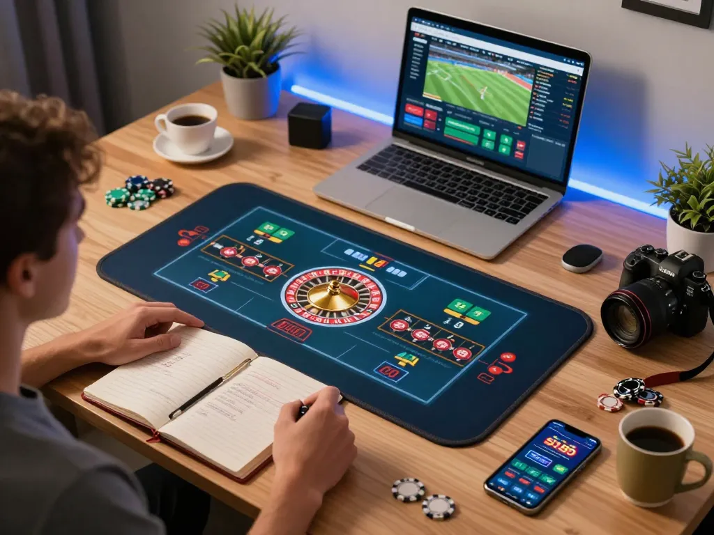 Engaging in live dealer roulette with sky88, showcasing a strategic online gaming setup.