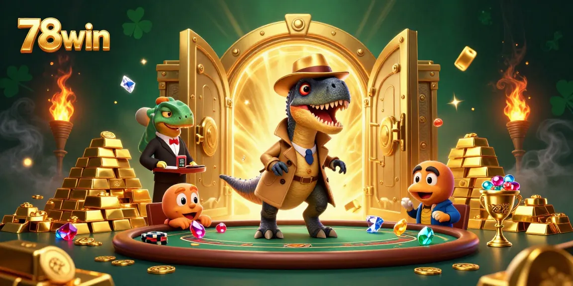 Experience thrilling gaming at 78win, featuring a velociraptor card counter in action.