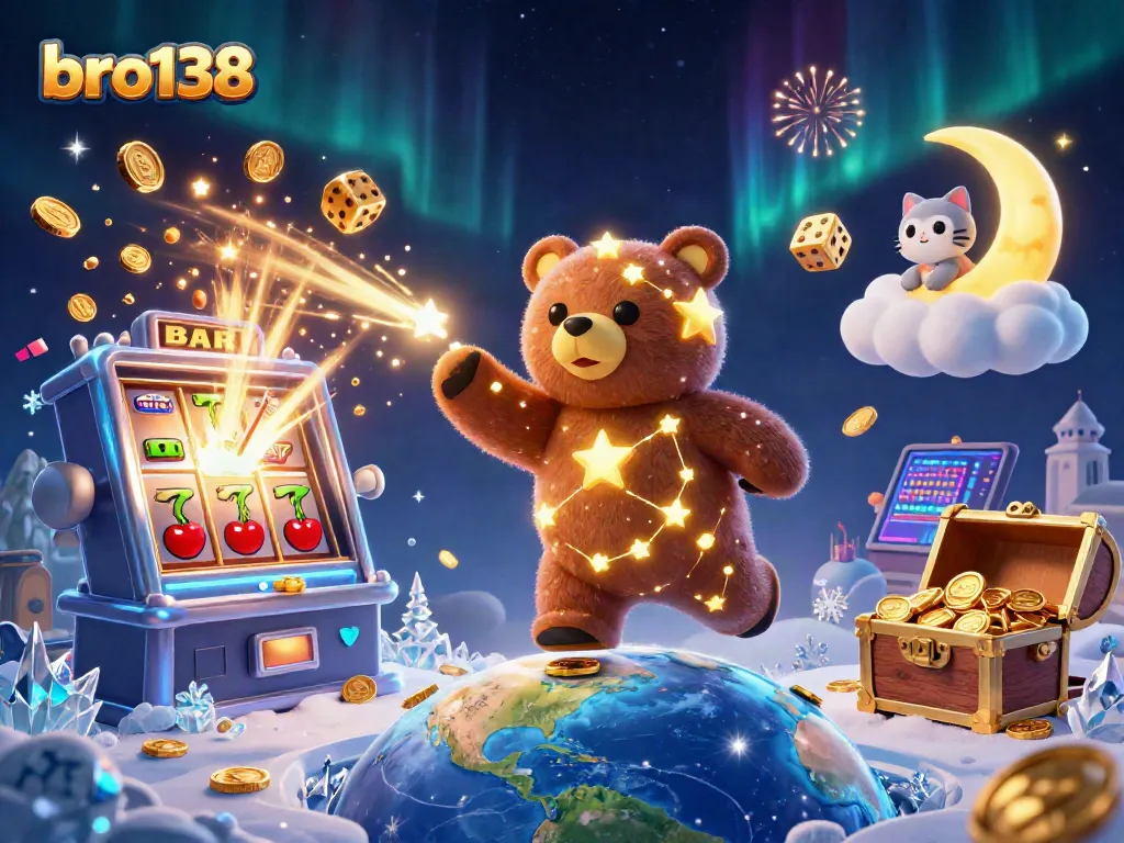 Experience the fun of bro138 with an engaging 3D illustration showcasing vibrant casino elements and gaming excitement.