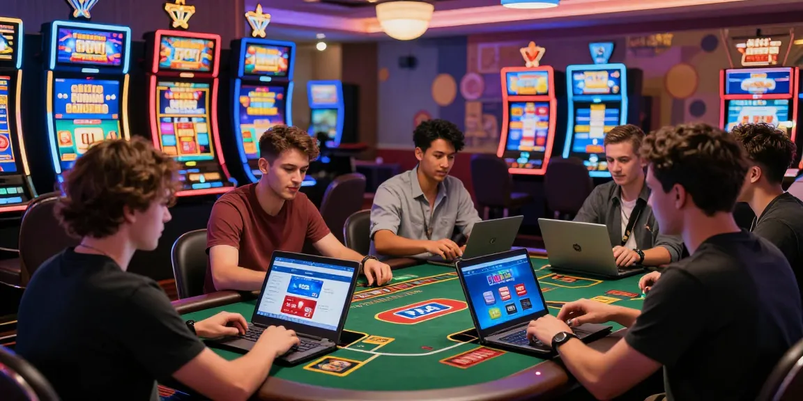 Players enjoying their favorite games at an online casino with credit card payment options, highlighting https://eviz.org.uk bonuses and vibrant atmosphere.