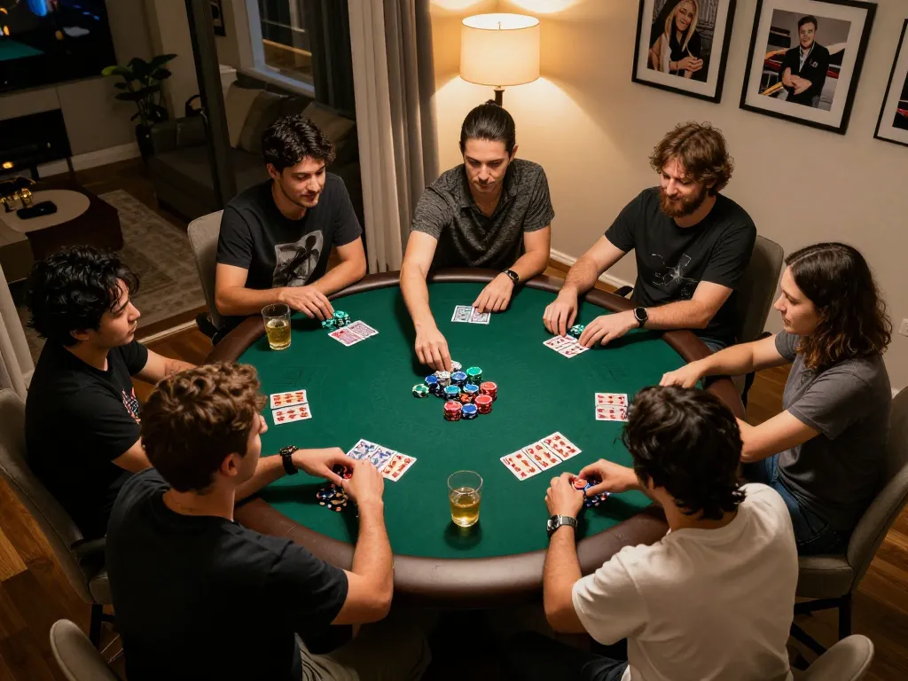 Experience Jilipinas login by placing bets and enjoying poker night with friends in a cozy home setting.