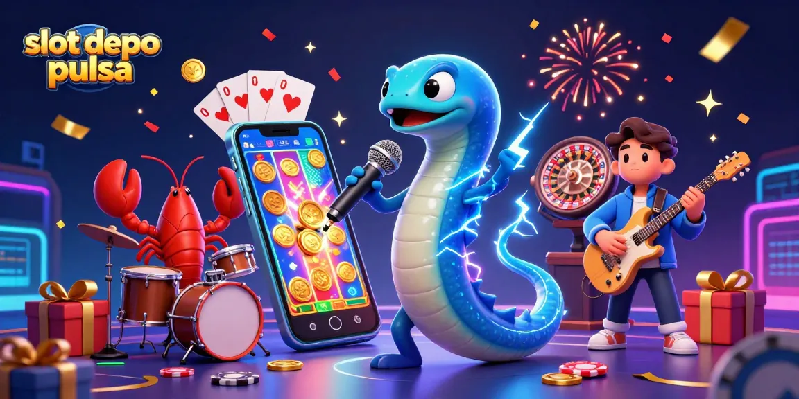 Menangkan jackpot dengan slot depo pulsa menggunakan smartphone dalam suasana kasino bawah laut.