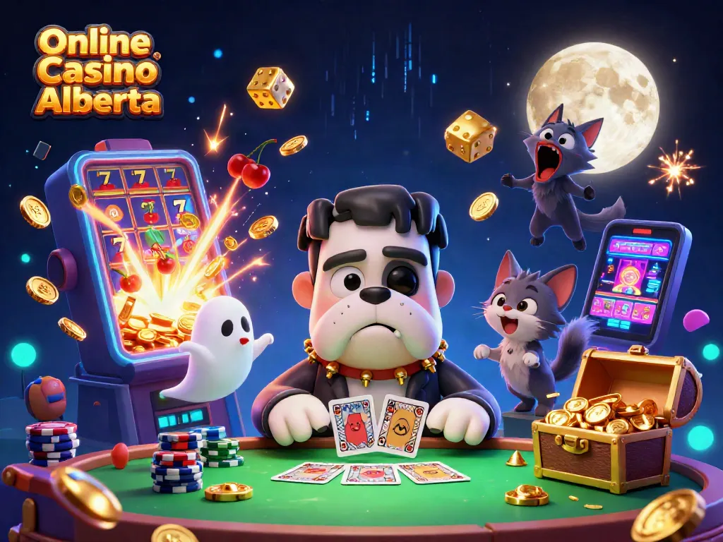 Experience thrilling gaming at Online Casino Alberta with vibrant characters and exciting casino elements in a rich 3D scene.