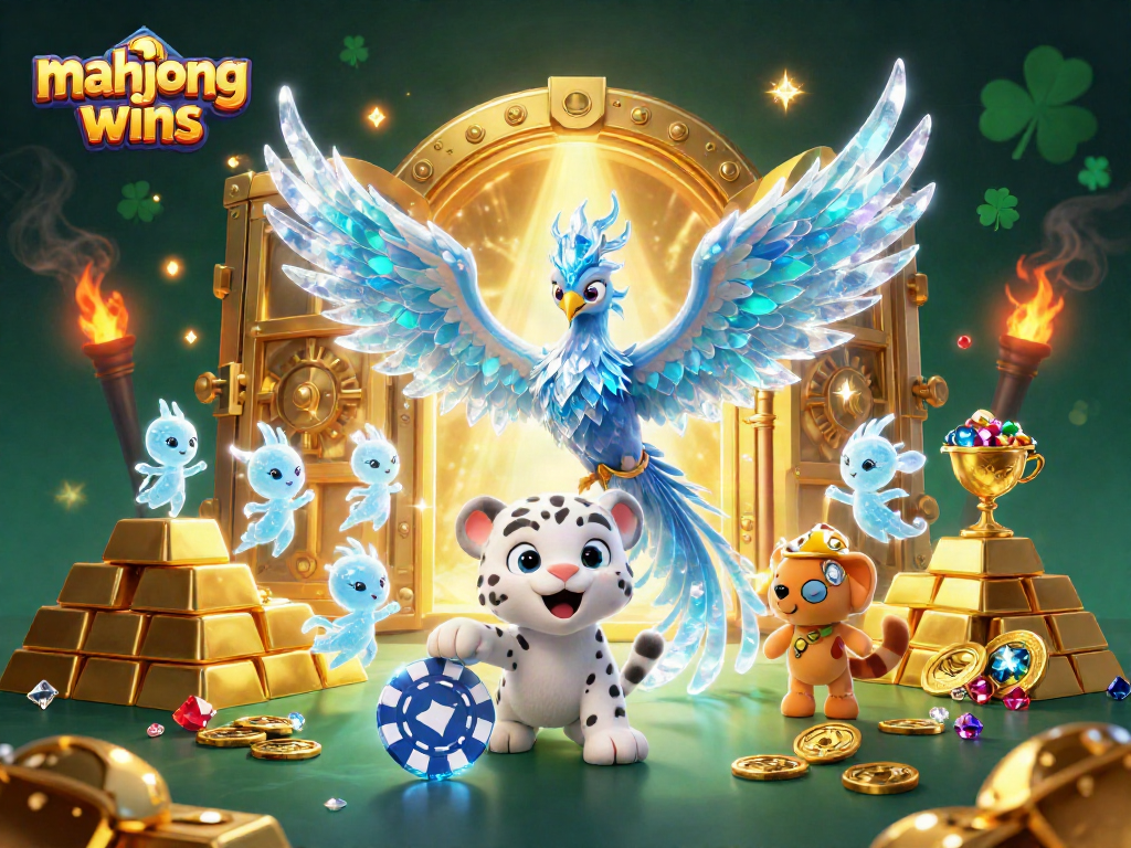 Experience big wins with mahjong wins in this vibrant, detailed casino illustration featuring a dynamic scene.