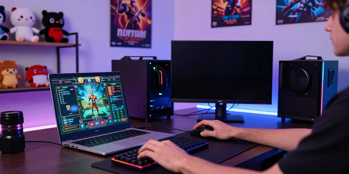 Player engaging with qqmacan online slots in a high-tech gaming setup with vibrant ambient lighting.
