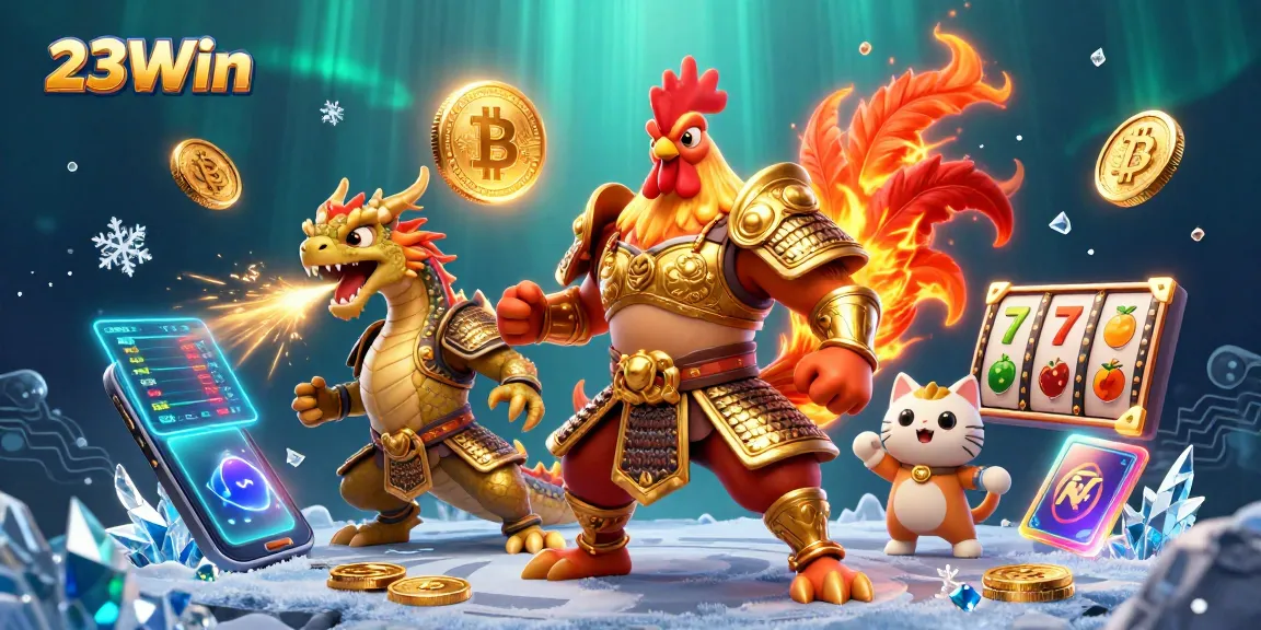 Engage with 23Win's thrilling gaming experience featuring dynamic casino elements in an exciting scene.