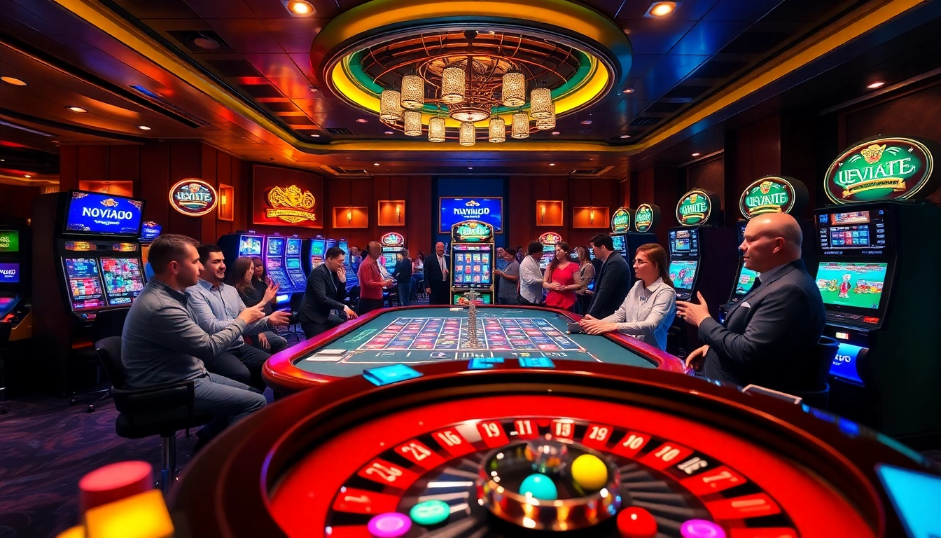 Nohu90 nohu52 players enjoying an exciting casino atmosphere with vibrant games and betting elements.