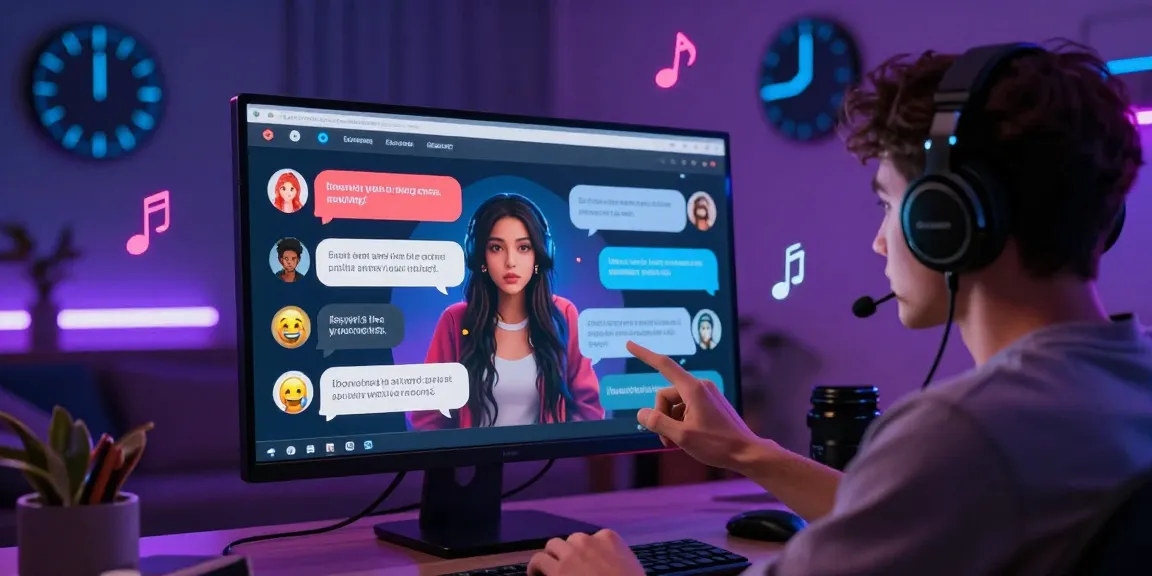 Interactive NSFW AI chat experience with colorful avatars and immersive ambiance