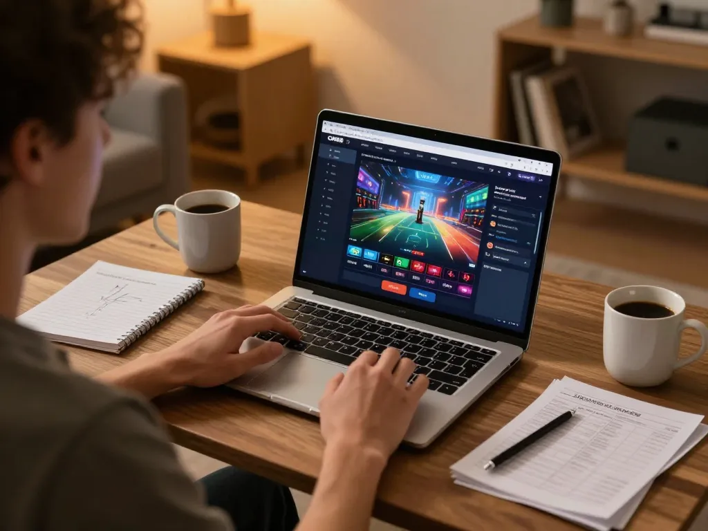 Playing games on CM88 com platform, showcasing strategic gameplay at home in a cozy environment.