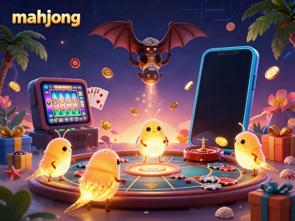 Menangkan permainan mahjong di kasino dengan glowworms berkilau yang menerangi meja permainan.