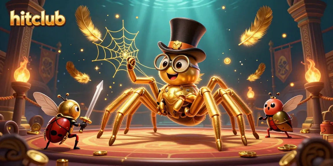 Engage in the vibrant hitclub atmosphere with a golden tarantula hosting a casino adventure.