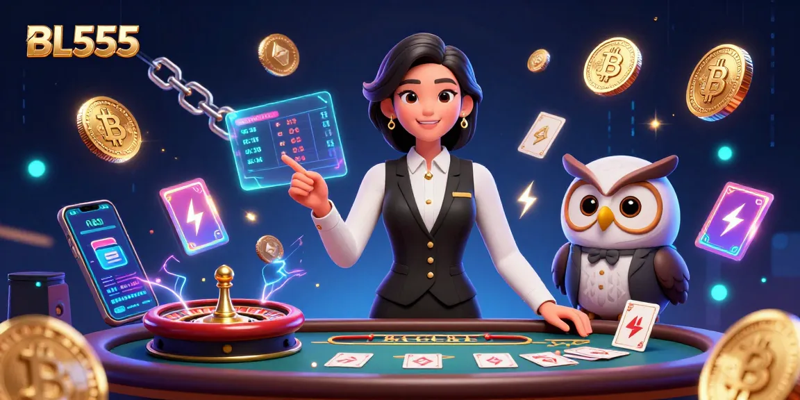 Play exciting games at BL555, featuring a skilled dealer and immersive casino elements.