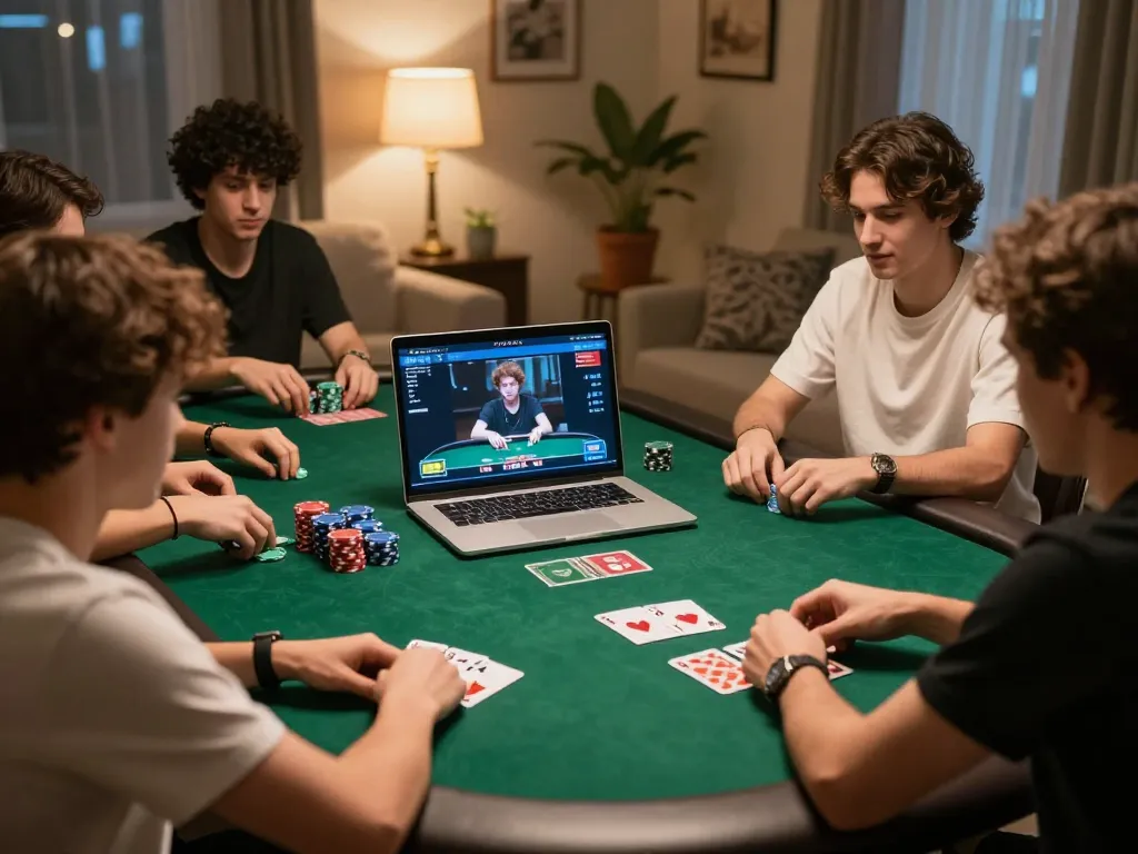 TG88 players engaging in online poker strategy during a thrilling gaming session.