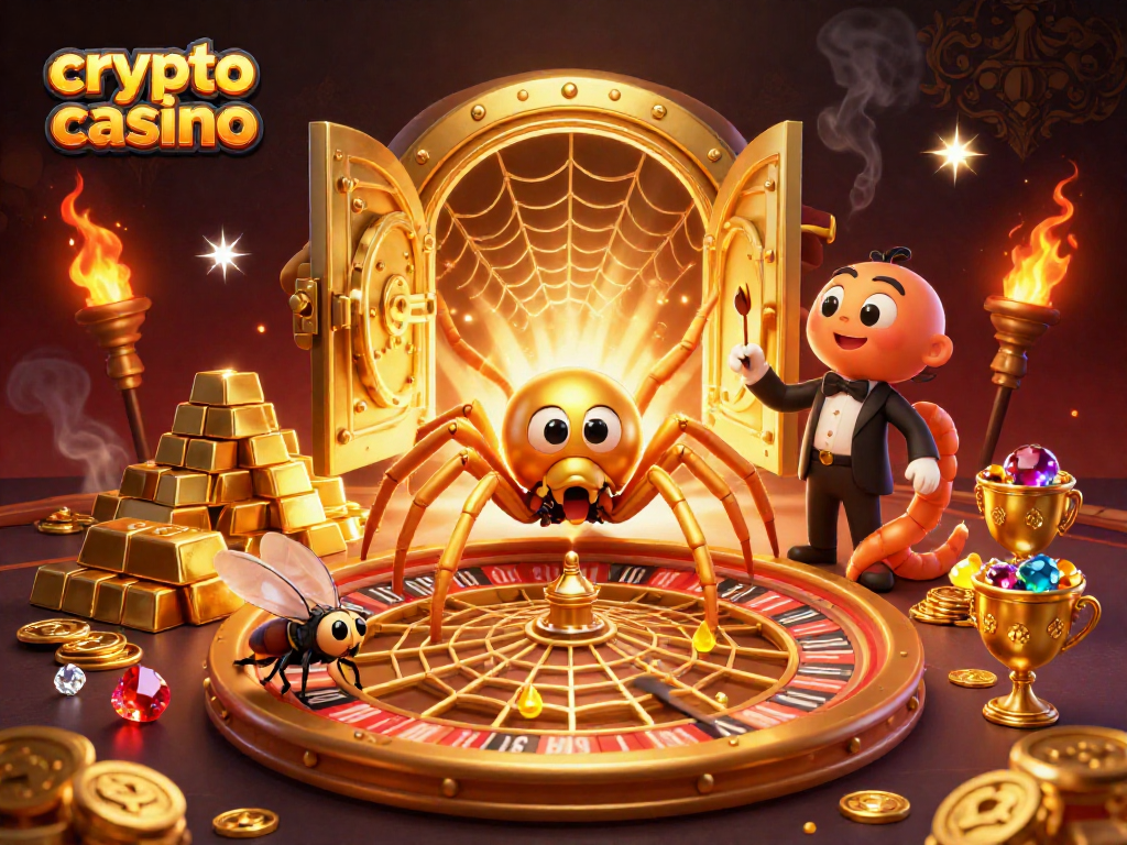 Experience thrilling gameplay at a crypto casino with vibrant 3D illustration of a roulette wheel web.