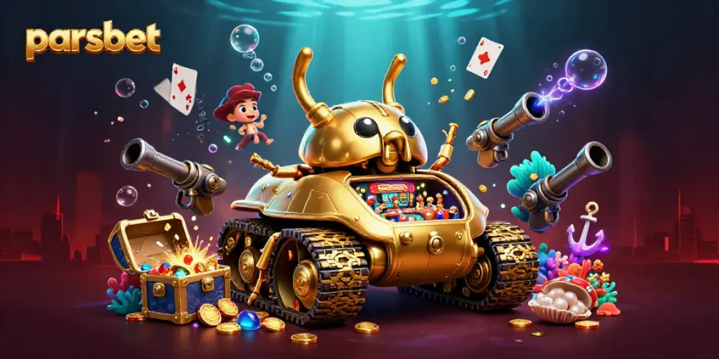 parsbet mini casinolarıyla dolu bir tankın patlayan altınlarla dolu görseli.