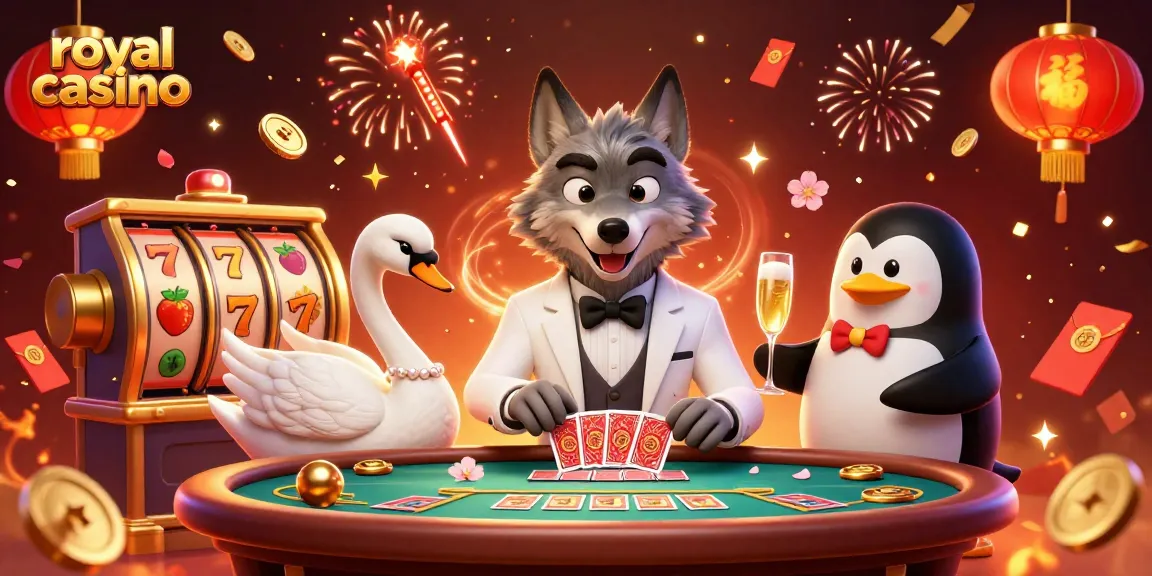 Experience royal casino fun with vibrant characters, slot games, and dynamic casino elements.