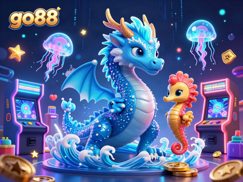 Engage with go88's thrilling games; explore the dynamic 3D scene full of casino elements.