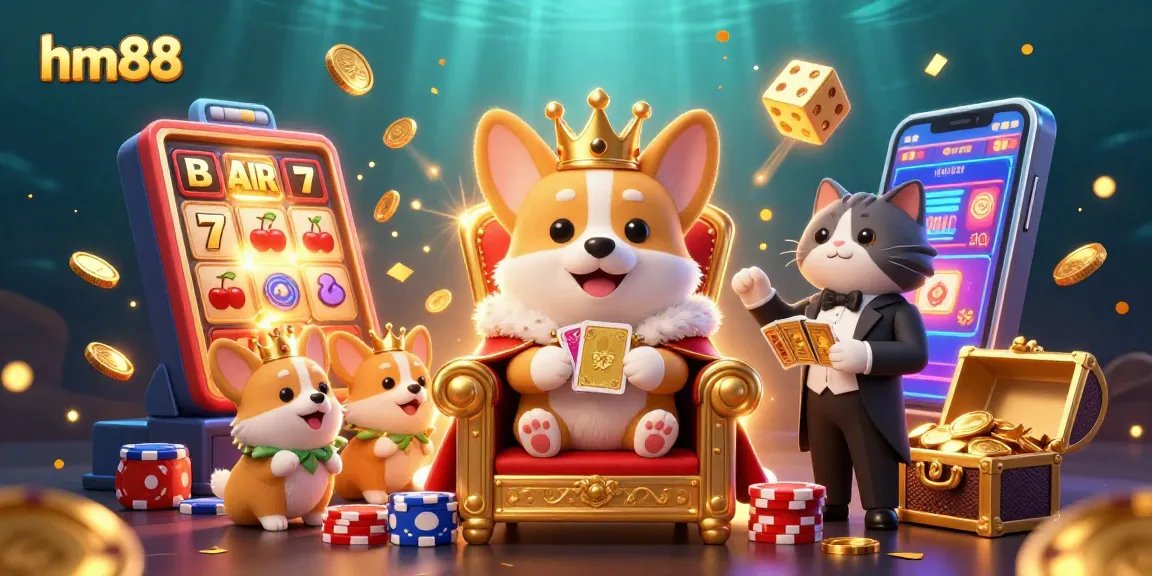 Summon excitement with hm88's vibrant 3D casino illustration featuring royal-themed characters and jackpot sensations.