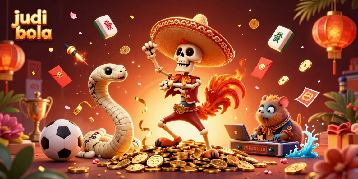 Engage in judi bola excitement with a vibrant 3D illustration showcasing a festive scene of victory and celebration.