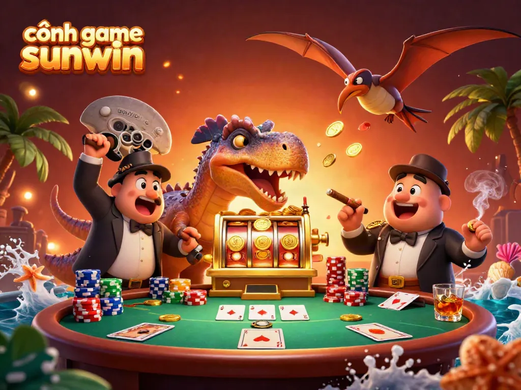Experience the excitement of cổng game sunwin as a pachycephalosaurus wins jackpots amidst casino chaos.