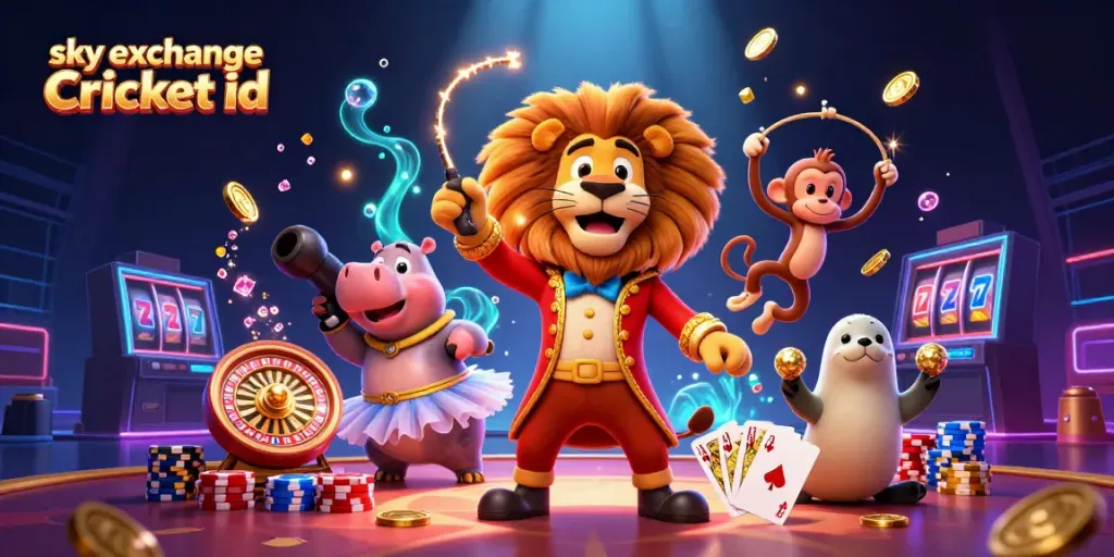 Experience sky exchange Cricket id in a vibrant casino scene with dynamic characters and exciting game elements.