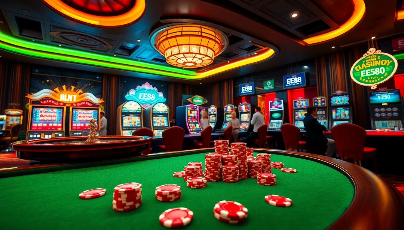 Experience gaming excitement at EE88 with vibrant casino visuals and exciting gameplay.