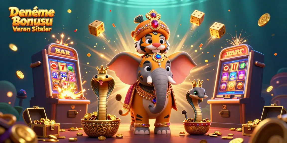 Immerse in Deneme Bonusu Veren Siteler as vibrant 3D characters celebrate jackpots and gaming excitement.