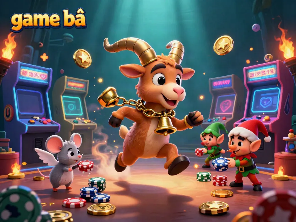 Experience the thrilling world of game bài in a vibrant casino scene featuring playful characters.