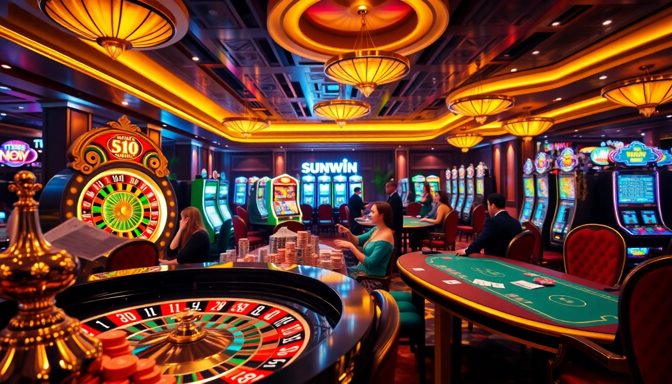 Experience thrilling games like poker and roulette at Sunwin Casino with vibrant atmosphere and high-stakes action.