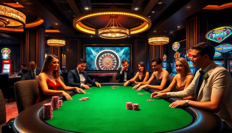 Experience the thrill of winning at XX88's luxurious casino setup with poker tables and vibrant slot machines.