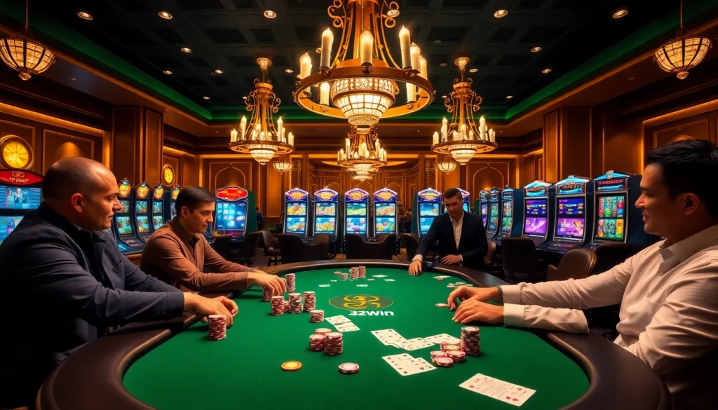 Experience the excitement of 32win com at a lavish poker game.