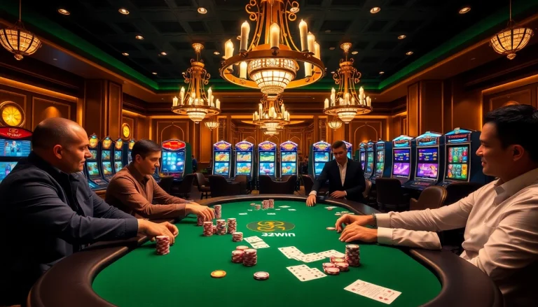 Experience the excitement of 32win com at a lavish poker game.