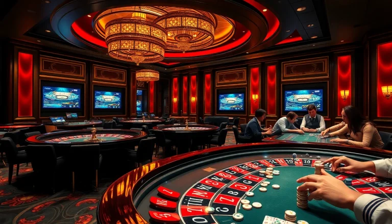 Experience the thrill of high-stakes gaming at mg188s.com with players immersed in a vibrant casino atmosphere.