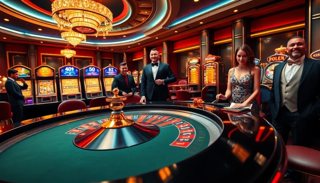 KJC elevates the gambling experience with luxury casino visuals featuring roulette and poker.
