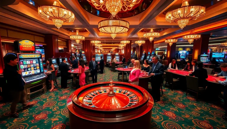 Okfun players enjoying an exciting game of roulette in a luxurious casino setting.