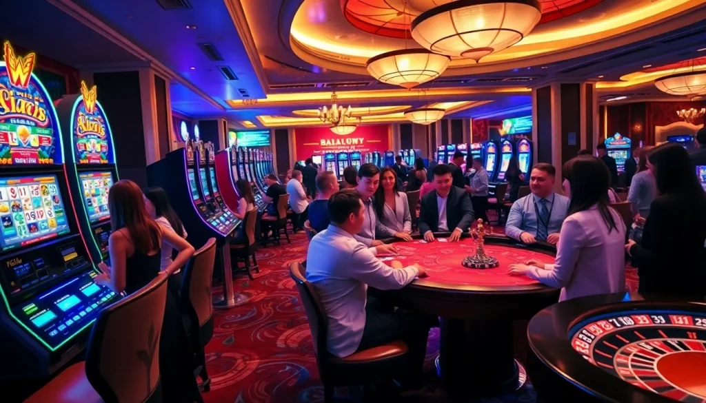 JILI welcomes players with stunning slot machines and engaging gaming tables in a vibrant casino setting.