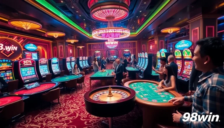 Experience the thrill of 98win with engaging casino gaming visuals and lively players.