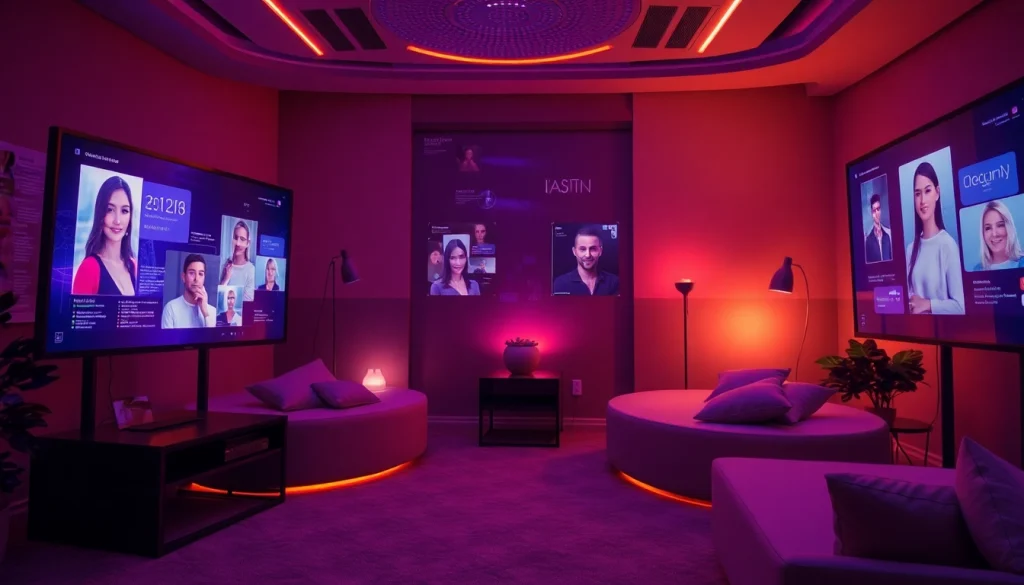 Engaging free AI sex chat interface with interactive avatars, creating a warm and inviting atmosphere.