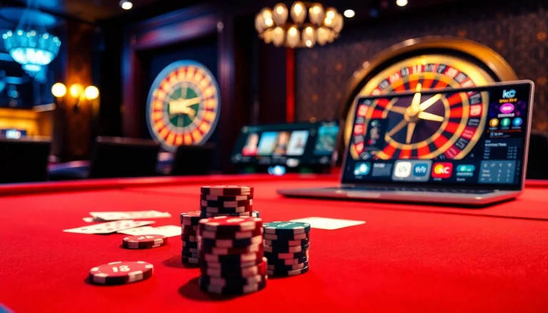 Experience the excitement of kjc global with high-stakes poker and roulette in a luxury casino atmosphere.