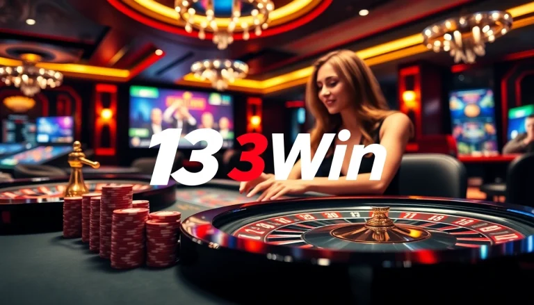 Gambler placing bets at an upscale casino table featuring the 13Win brand.